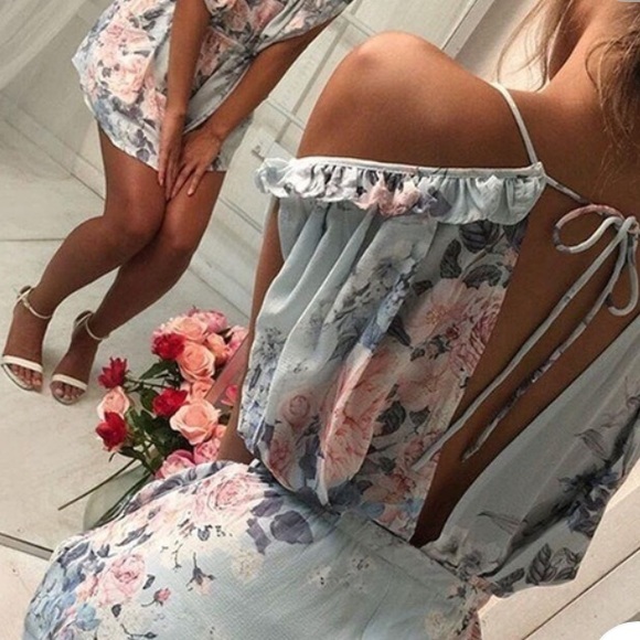 Floral Open Back Romper - Picture 2 of 7